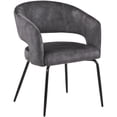 thumbnail image 3 of LeisureMod Voren 7-Piece Dining Set with 71-Inch Sintered Stone Tabletop, White Steel Base, and Gavin Upholstered Open-Back Chairs, Modern Dining Room Furniture in Charcoal, 3 of 12