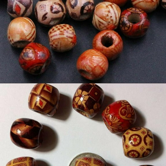 100pcs Wooden Beads Large Hole Mixed For Macrame Jewelry Crafts UKFast