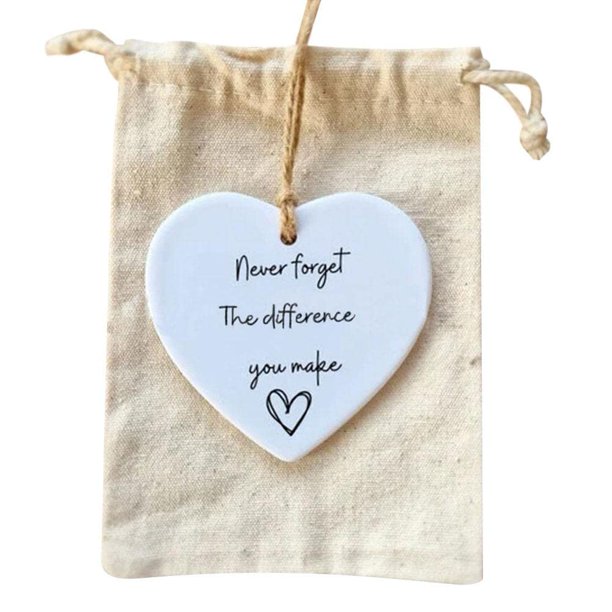 Regalo de agradecimiento, nunca olvides la diferencia que haces, adorno, signo de corazón colgante acrílico para decoración del hogar del árbol de Navidad