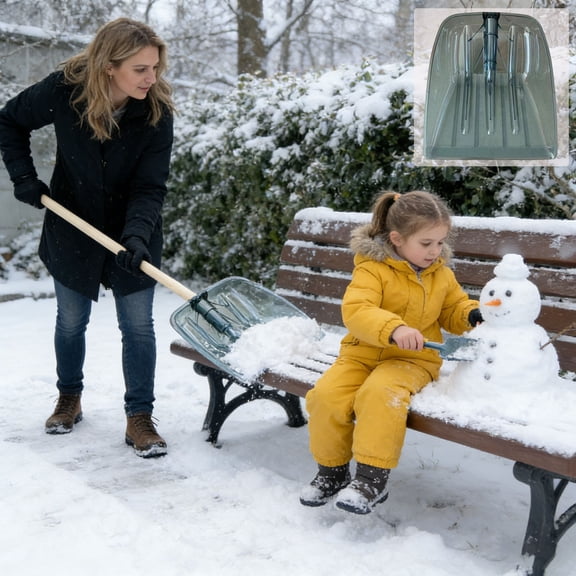 Large Heavy Duty Snow Shovel - Thickened Plastic Winter Shovel for Household Driveway Garden Snow Removal Durable Ice Clearing Tool