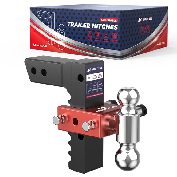 MOSTPLUS 2.5 Inch Hitch Receiver 8 Inch Drop Adjustable Trailer Hitch Ball Mount with Dual Trailer Balls 18500 lbs Capacity