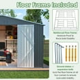 thumbnail image 5 of LZBEITEM 11 x 13 ft Outdoor Storage Metal Shed with Floor Frame Kit, Galvanized Steel Garden Shed, Building Tool Sheds with Lockable for Backyard Patio, Gray, 133.68x161.4x80.76 in，140.5 Sq ft, 5 of 16