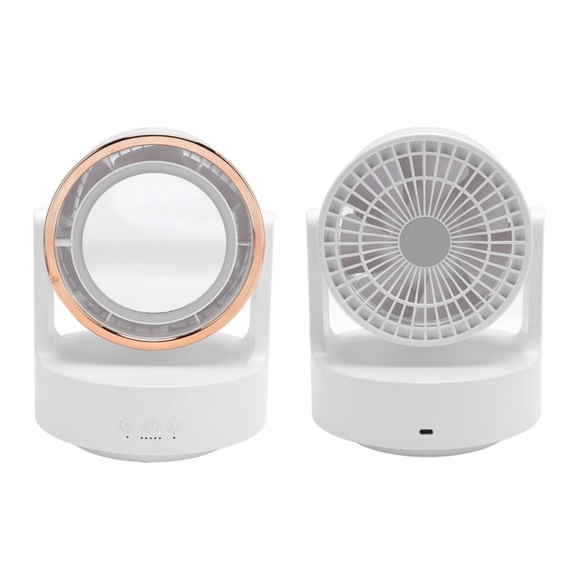 Ventilador De Espejo LED, Espejo De Maquillaje Recargable De 10W 3 Temperaturas De Color Con Ventilador Para El Hogar