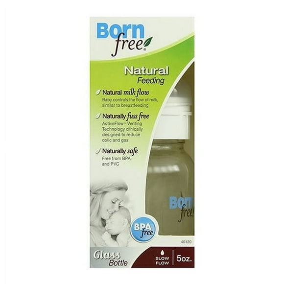 Born Free Glass Bottle With Activeflow Venting Technology - 5 Oz, 6 Pack