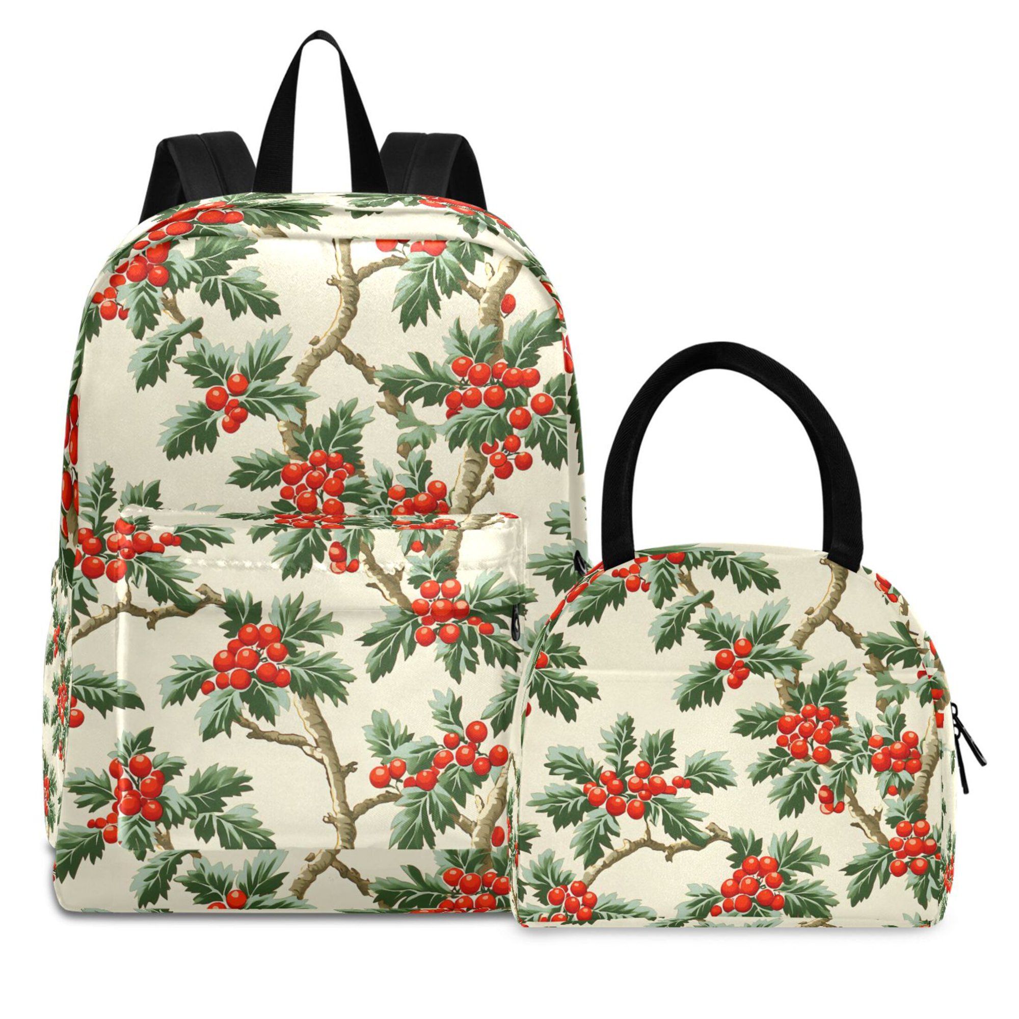 ALAZA Backpack Set Cherry Fruit Elementary School Bags Student BookBag with Lunch Bag