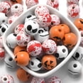 thumbnail image 4 of 10 cuentas de madera espeluznantes de Halloween de 16 mm, cuentas espaciadoras de madera natural para hacer joyas, accesorios de decoración navideña DIY, 4 of 5