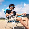 thumbnail image 2 of Chaise de Plage Pliante à 5 Positions, Inclinable et Réglable, Dossier Haut, Appui-Tête, Aluminium, Chaises Longues Portatives pour Adultes, Extérieur (Vague Océanique), 2 of 8