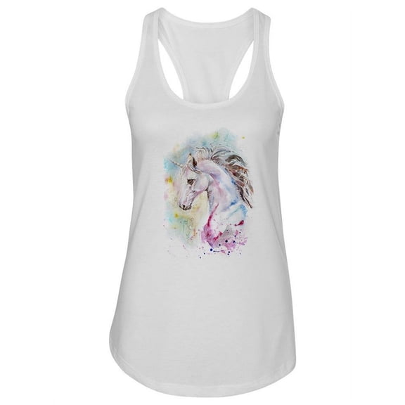 Watercolor Portrait Of Unicorn Tank Women -Image by Shutterstock, Female Large