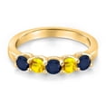 thumbnail image 3 of Gem Stone King 18K Yellow Gold Plated Silver Blue Sapphire and Yellow Sapphire Wedding-Bands Ring for Women | 0.98 Cttw | Round 3.5MM | Gemstone September Birthstone | Size 5, 3 of 6