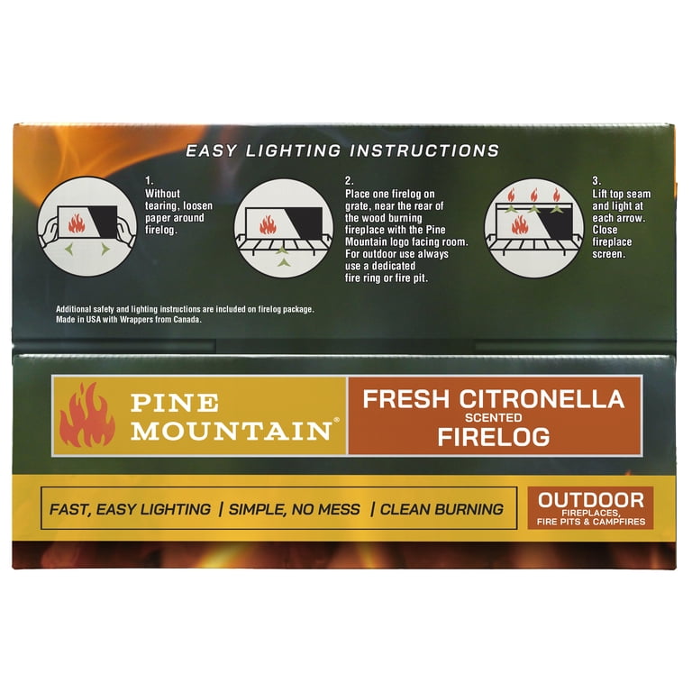 PINE MOUNTAIN Citronella Scented Firelog 4 Pack - Walmart.com