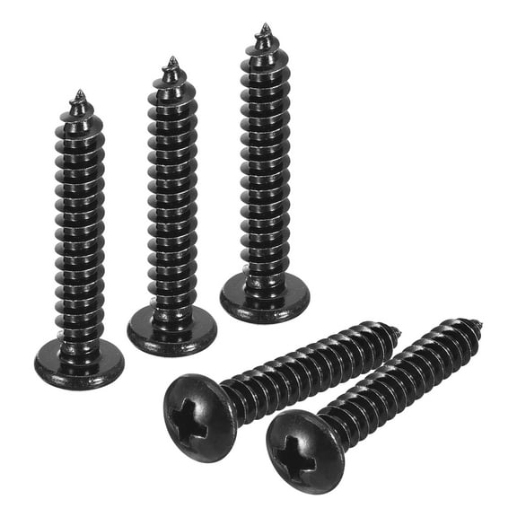 5mm x 30mm Phillips Pan Head Self-tapping Screw, 50pcs - 304 Stainless Steel Round Head Wood Screw (Black)