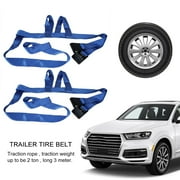 2 Pcs 3 Meters Car Basket Straps Trailer Tire Belt Adjustable Tow Wheel 2 Tons