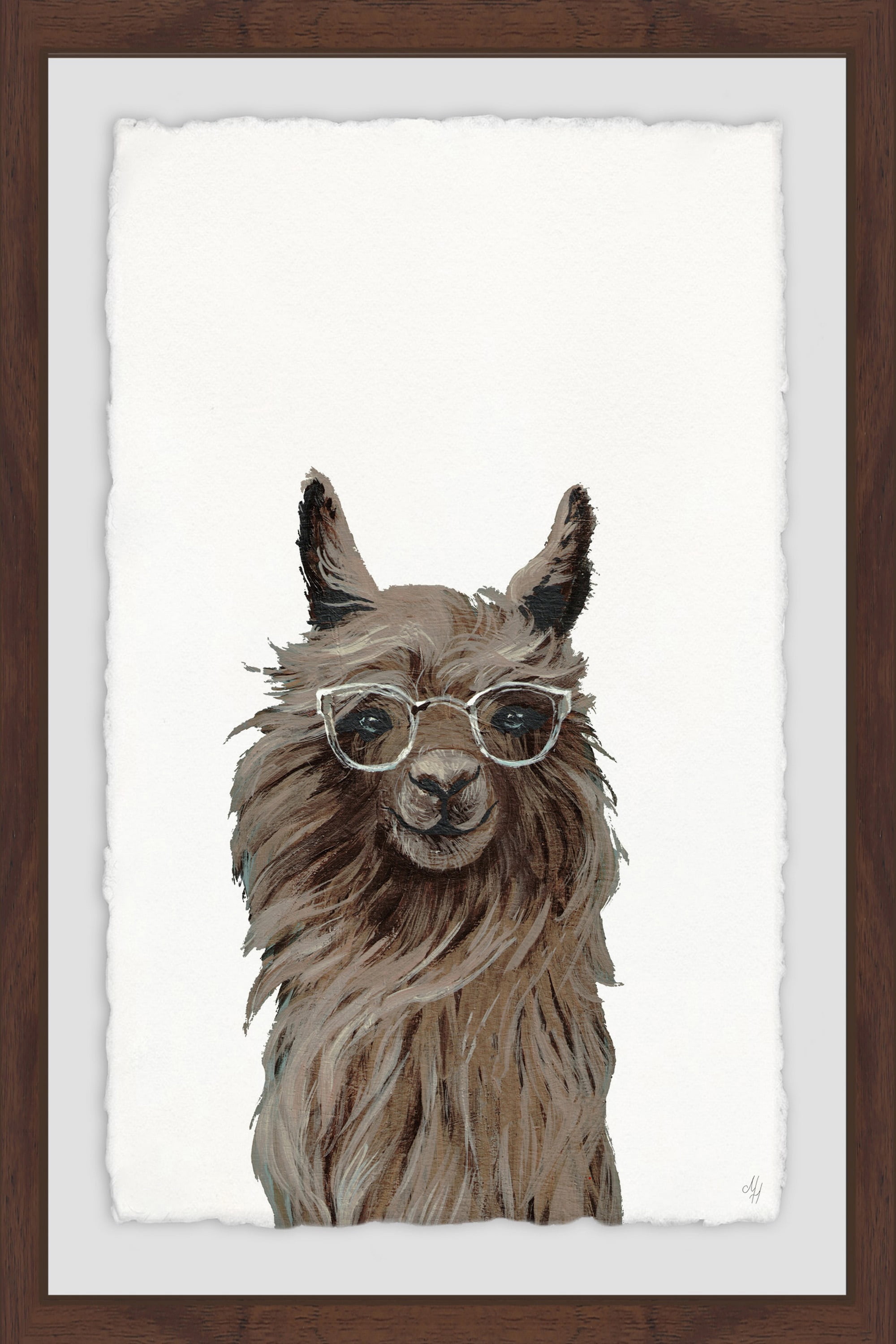 Shaggy Llama Framed Painting Art Print, 20.00" x 1.50"