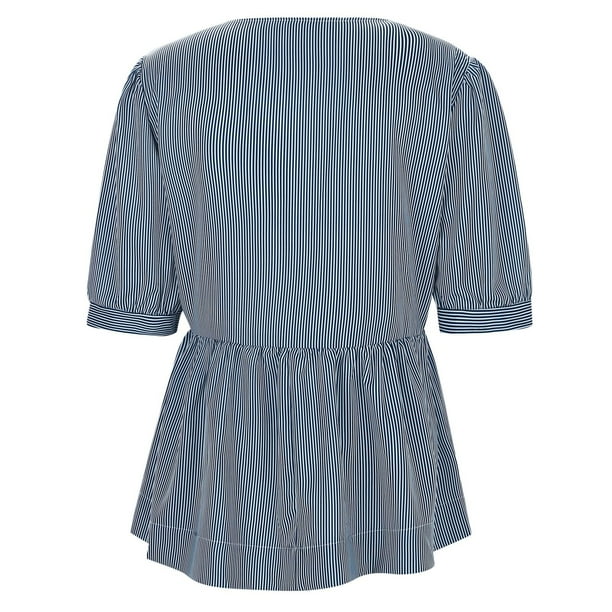 トップス oval pippi / linen tuck&gather blouse Fsqjgq Womens Tops Cute Womens Linen Tops Blue Blouse Tops
