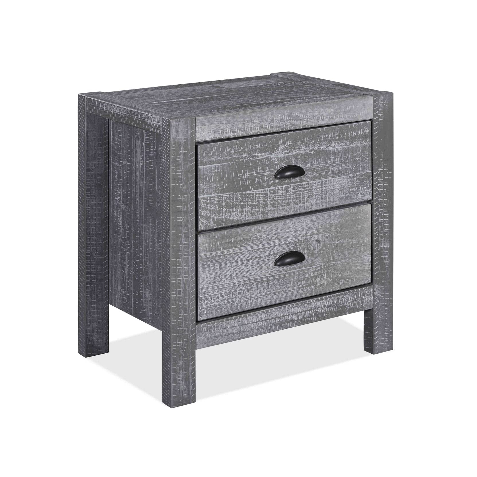 Grain Wood Furniture Montauk 2-Drawer Nightstand, Rustic Grey