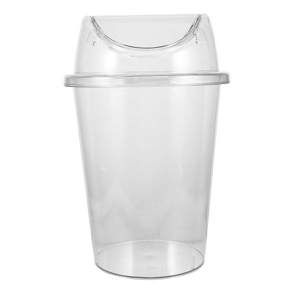 HEANUJJ Home and Office Large Clear Plastic Trash Bin with Lid for Simple Waste Storage