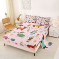 thumbnail image 2 of Homewish Cute Dachshund Pet Bed Sheets,Cactus Daisy Flowers Leaves Full Size Sheets,Pink,4-Piece,1 Flat Sheet, 1 Fitted Sheet and 2 Pillowcases, 2 of 6