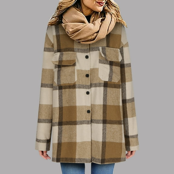 AOOCHASLIY Black and Friday Women Coat Christmas Gift Fashion Women Casual Long Sleeve Plush Single-Breasted Long Coat Tops Blouse Coat