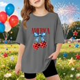 thumbnail image 3 of Grblisyd 4th of July Girls Shirts Size 10-12 America Cherry Bow USA Flag Short Sleeve Crew Neck Kids T-Shirts Loose Tee Clothes Summer Tops for Girls, 3 of 4