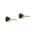 thumbnail image 3 of 1.40 Carat (Ctw) Natural Blue Sapphire Post Earrings 5mm in 14K Yellow Gold, 3 of 4