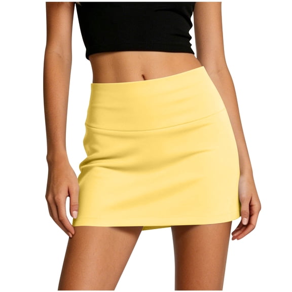 Vrorvz Cotton Skirt for Womens Mid Elastic Waist Mini Skirts Summer Vacation Beach Skort Basic Skorts