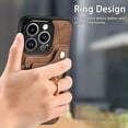 thumbnail image 3 of Allytech Wallet Cards Holder Case for Apple iPhone 15 Pro Max with Ring Holder, Premium PU Leather Retro Hand Wrist Stand Shockproof Compatible with Car Mount - Brown, 3 of 16