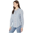 thumbnail image 3 of Lucky Brand Women's Long Sleeve Button up Striped Classic One Pocket Shirt Blue Size Small, 3 of 3