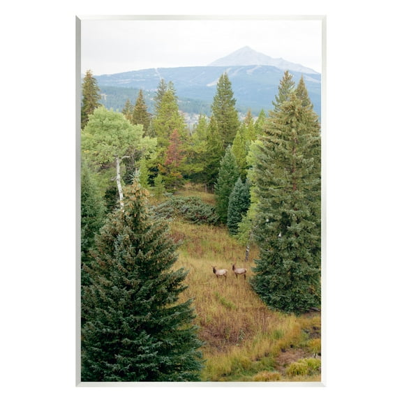 Stupell Lone Peak Mountain Deer Wildlife Landscape Photography Wall Plaque Unframed Art Print Wall Art