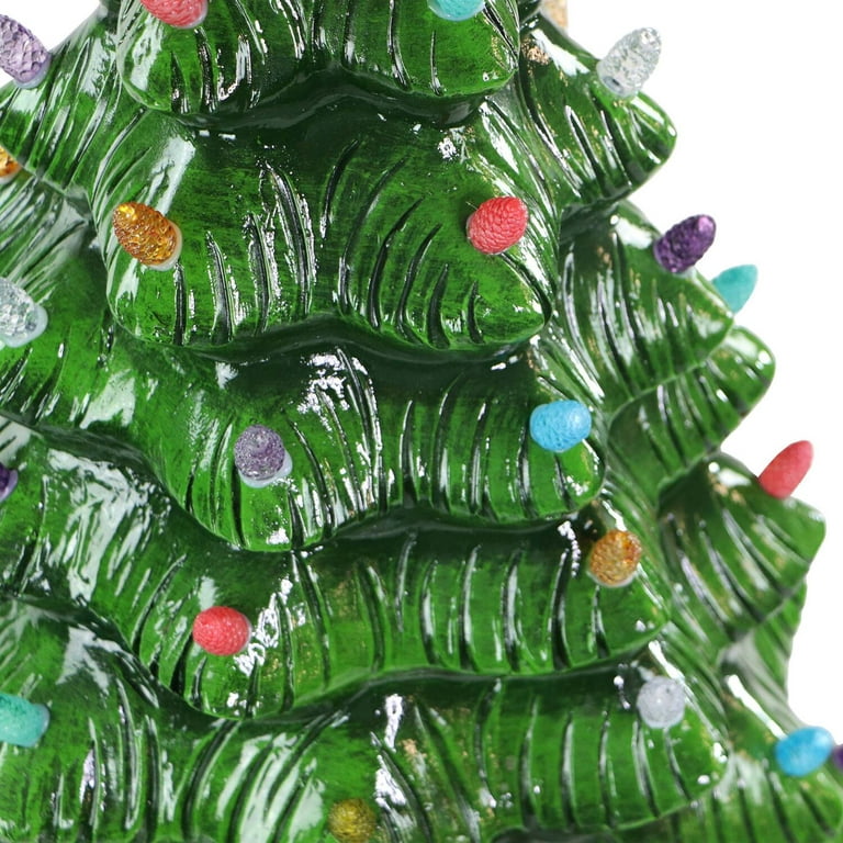 Green Ceramic Christmas Tree With Lights
