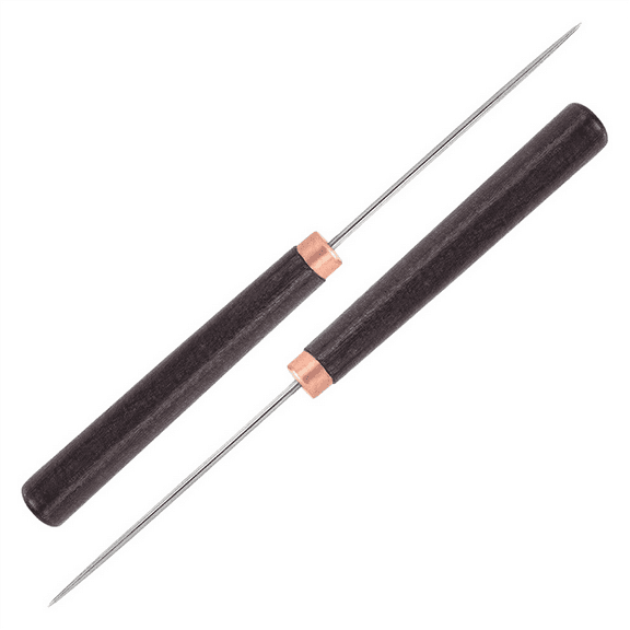 2 Pcs Awl Tool with Wooden Handle, Leather Punch Tool, Slender Scratch Awl, Repair for Crafts