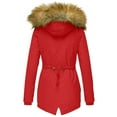 thumbnail image 2 of NAMTYQX Winter Coats for Women Warm Thicken Parka Sherpa Trimmed Collar Fleece Fluffy with Hood Puffer Jacket Red Size S, 2 of 5
