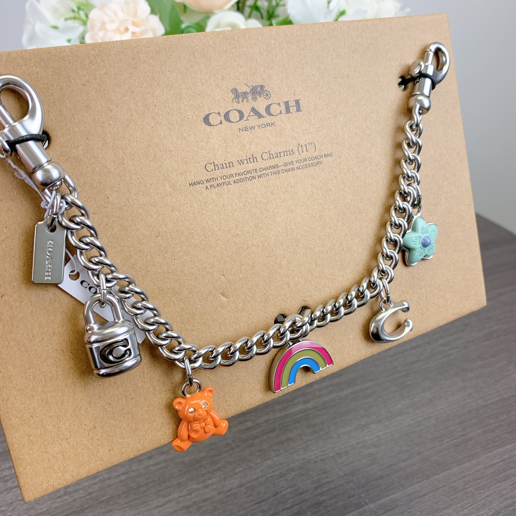 COACH◆シルバー スワッガー チェーン バッグ チャーム CW662 Coach CW662 Silver Swagger Chain With Charms IN Silver