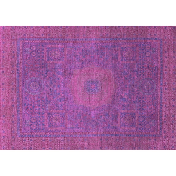 Ahgly Company Indoor Rectangle Oriental Purple Modern Area Rugs, 7' x 9'