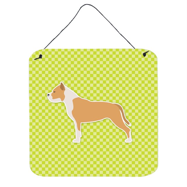Caroline's Treasures Staffordshire Bull Terrier Tablero de ajedrez verde Impresiones para colgar en la pared o en la puerta BB3854DS66, 6 x 6, multicolor Caroline's Treasures BB3854DS66