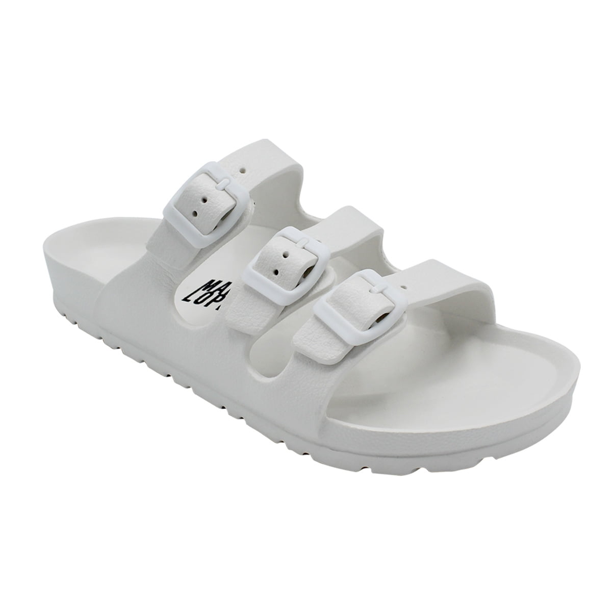 double strap sandals white