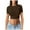 Coffee, variant on OSOLU Solid Color Women Short Sleeve Slim Fit Crew Neck Long Sleeve T-Shirt Tshirts Tee Tops Plain Basic Crop Tops Casual Clothes Streetwear Clean Girl Clothes Lovely Dailywear