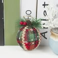 thumbnail image 2 of 6 Pieces Christmas Hanging Plaid Ball Ornaments Knitted Handmade Xmas Trees Christmas Tree Hanging Ball Ornaments Festive Decorations, 2 of 9
