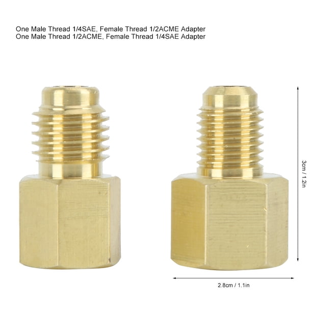 Adaptador de refrigeración de latón de 2 piezas adaptador de rosca macho 1/4sae Adaptador de rosca macho 1/2acme conector de aire acondicionado perfecto Adaptador de refrigeración de bomba de vacío Unbranded 3114190027411