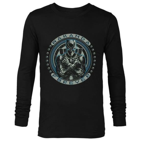 Marvel Black Panther T'Challa Wakanda Forever Black - Long Sleeve T-Shirt for Men- Customized-Black