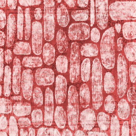 Ahgly Company Machine Washable Indoor Square Abstract Red Modern Area Rugs, 5' Square