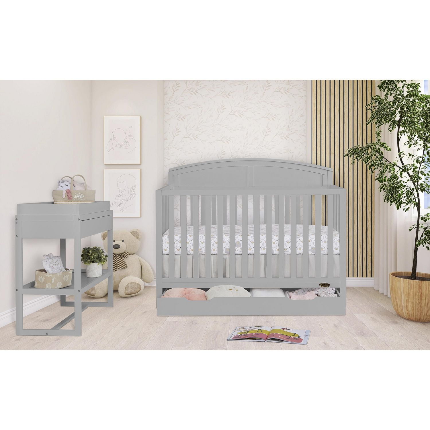 Dream On Me Storybrooke 5 in 1 Convertible Crib with Under Drawer