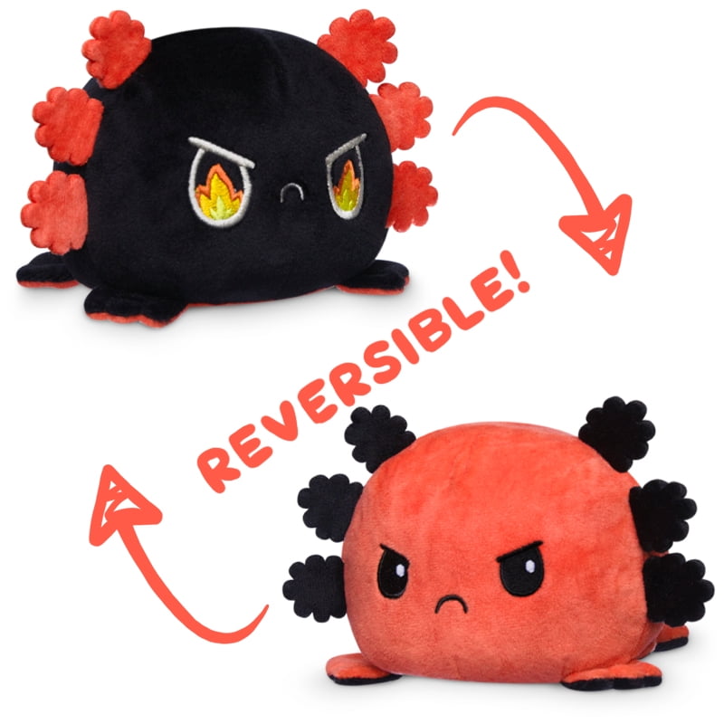 TeeTurtle The Original Reversible Axolotl Plushie Patented Design Show Your Mood Without Saying a Word! Blue and Black 
