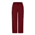 thumbnail image 3 of Lenpel Children's Cargo Pants Unisex Girls Boys Elastic Waist Drawstring Straight Leg Pants Loose Athletic Casual Trousers(Red,14-15 Years), 3 of 6