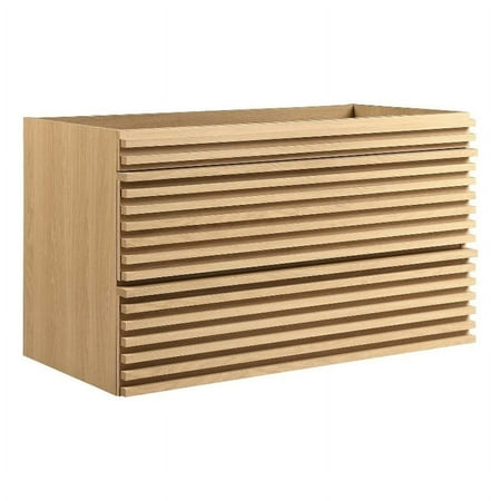 Modway Render 35  MDF Wood Wall-Mount Bathroom Vanity Cabinet in Oak