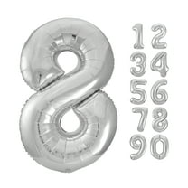 Unique Industries Foil Big Number 8 Shaped 34" Silver Solid Print Party Balloon