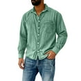 thumbnail image 2 of Men's Casual Long Sleeve Shirt with Classic Collar and Chest Pocket for Everyday Comfort in Autumn and Winter Seasonal Everyday Wear for Men's Shirts Green L, 2 of 5