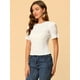 thumbnail image 3 of Blusa fruncida Allegra K con cuello redondo y manga farol para mujer blanco S, 3 of 5