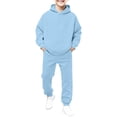 thumbnail image 6 of GiLiling Boys Girls School Sweatsuits Set, Athletic 2-Piece Outfit, Preppy Hoodie and Sweatpants, Plain Tracksuit Clothing Sets (Light Blue, 11-12 Years), 6 of 6