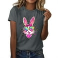 thumbnail image 2 of VBTAPA Women Happy Easter T Shirt Bunny Eggs Graphic T-Shirt Funny Letter Printed Tee Shirts Loose Fit Crewneck Short Sleeve Tops Today's Sales Gray L, 2 of 5