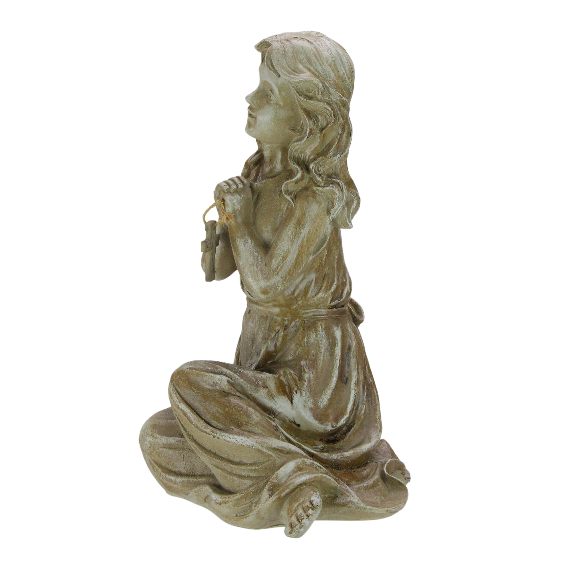 Northlight 14.5" Sitting Angel with Cross Garden Statue Outdoor Decoration - Brown - image 2 of 3